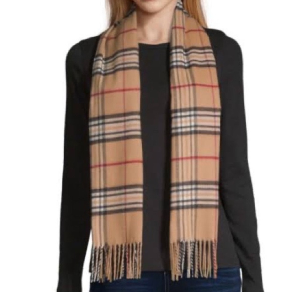 V. Fraas Plaid Cashmink Woven Scarf with Fringe Made in Germany